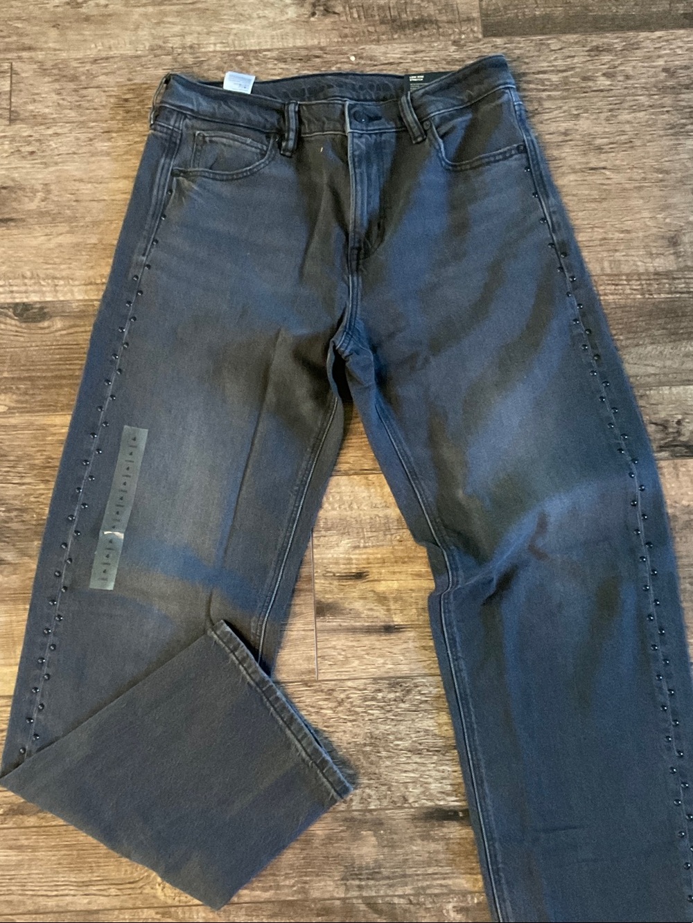 American Eagle Outfitters Women's Charcoal Gray Boyfriend Jeans with Side Studs